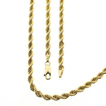 Gouden gedraaide schakelketting; 14 karaat; 60,5 cm, Ophalen of Verzenden, Gebruikt, Goud, Goud