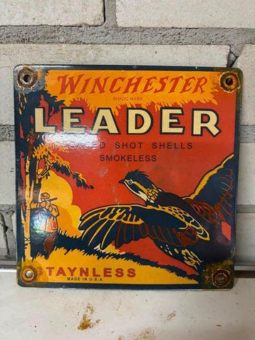 Winchester Leader Staynless emaille reclamebord – Loaded