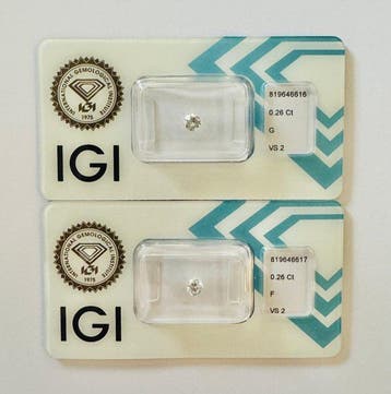 Zonder minimumprijs - 2 pcs Diamant (Natuurlijk) - 0.52 ct -, Nieuw