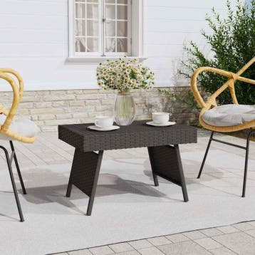 vidaXL Bijzettafel inklapbaar 60x40x38 cm poly rattan zwart, Huis en Inrichting, Tafels | Bijzettafels, Verzenden, Nieuw, Minder dan 45 cm