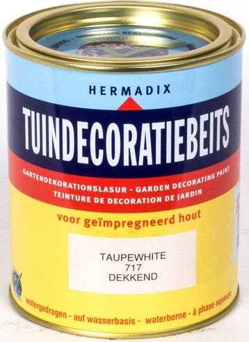 Hermadix tuindecoratiebeits dekkend 717 taupe white 0.75 L, Verzenden, Nieuw
