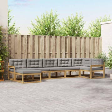 vidaXL Buiten bankenset 7 st Wit en Lichtgrijs, Verzenden, Nieuw