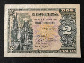 Spanje. - 2 Pesetas 1937 - Pick 105a - Series B (Zonder