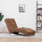 vidaXL Massage chaise longue kunstsuède bruin, Verzenden, Nieuw