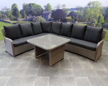 Bilbao hoek dining loungeset 5-delig grijs, Tuin en Terras, Ophalen of Verzenden, Nieuw, Wicker