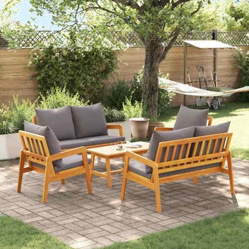 vidaXL Bistroset 5 st Bruin Massief Acaciahout, Tuin en Terras, Verzenden, Nieuw, 5 zitplaatsen