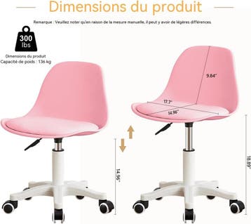 Kleine bureaustoel, schattige poef zonder armen, in hoogte v, Verzenden, Zo goed als nieuw