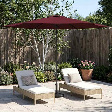 vidaXL Tuinparasol Rechthoekig 3 x 3 m Polyester Bordeaux, Verzenden, Nieuw, 2 tot 3 meter