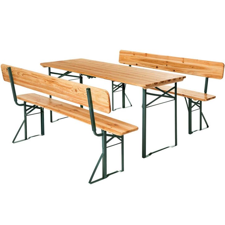 Biertafelset Frank II, 3-delig, inklapbaar, met rugleuningen, Huis en Inrichting, Stoelen, Verzenden