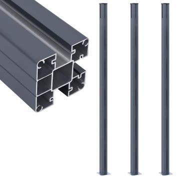 vidaXL Schuttingpalen 3 st 185 cm aluminium donkergrijs, Tuin en Terras, Verzenden, Nieuw