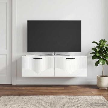 vidaXL Wandbeugel TV-kast Hoogglans Wit 98 x 31 x 30 cm, Minder dan 50 cm, Verzenden, Nieuw, Minder dan 100 cm