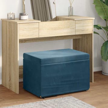 vidaXL Kruk Blauw 61 x 41 x 40 cm Velvet en Gefabriceerd, Verzenden, Nieuw
