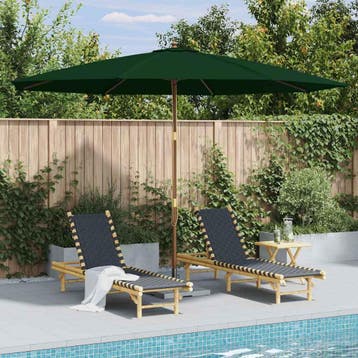 vidaXL Parasol met houten paal 350 cm groen, Tuin en Terras, Verzenden, Nieuw, 3 tot 4 meter
