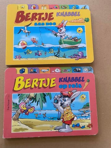 2X Hardkartonnen Bertje Knabbel omdraaiflappenboekjes, Boeken, Kinderboeken | Baby's en Peuters, Verzenden, Gelezen, Uitklap-, Voel- of Ontdekboek