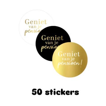 50x sticker - geniet van je pensioen - stoppen met werken..., Ophalen of Verzenden, Nieuw, Meerdere stickers