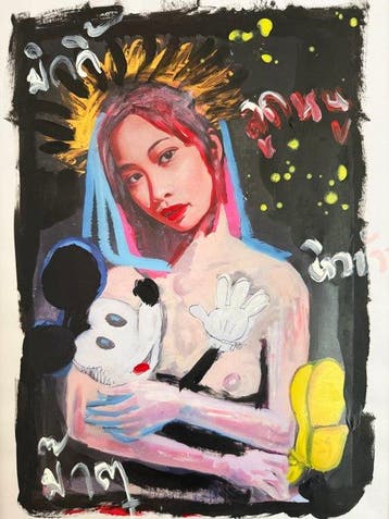 Peter Klashorst (1957) - Vrouwenportret met Mickey Mouse