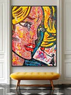 Joaquim Falco - LICHTENSTEIN WITH BANKSY GIRL XXL, Antiek en Kunst