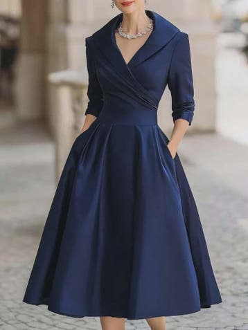 Vintage Wikkeljurk Midi met V-hals, Lange Mouwen en Zakken, Kleding | Dames, Jurken, Verzenden, Nieuw