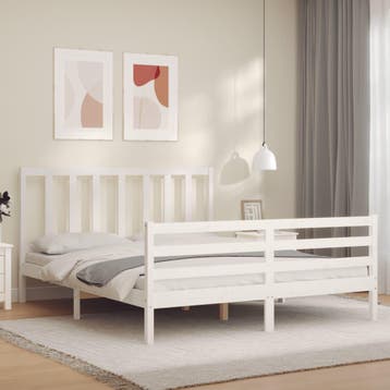 vidaXL Bedframe zonder matras massief grenenhout wit 160x200, Verzenden, Wit, 200 cm, 160 cm