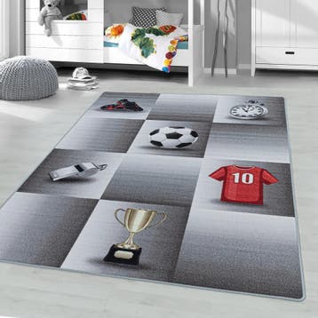 Kindervloerkleed | Play | Voetbal | Grijs | 160x230 cm, Verzenden, Nieuw