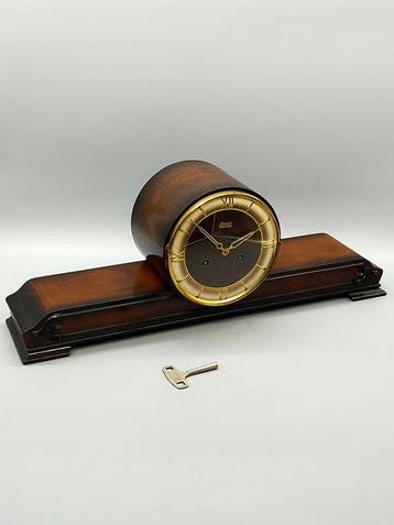 Klok - Hermle Schwebeanker Kaminuhr – Mid-Century Tischuhr -