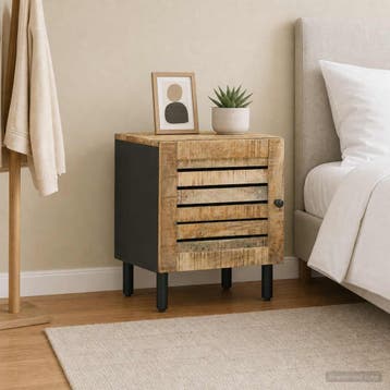 vidaXL Nachtkastje Naturel 40 x 33 x 46 cm Massief Mango, Minder dan 45 cm, Verzenden, Nieuw, Minder dan 55 cm