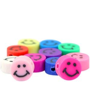 40 x Smiley kralen van Polymeer klei  mix ca. 8 x 8 x 3mm, Ophalen of Verzenden, Nieuw, Kraal