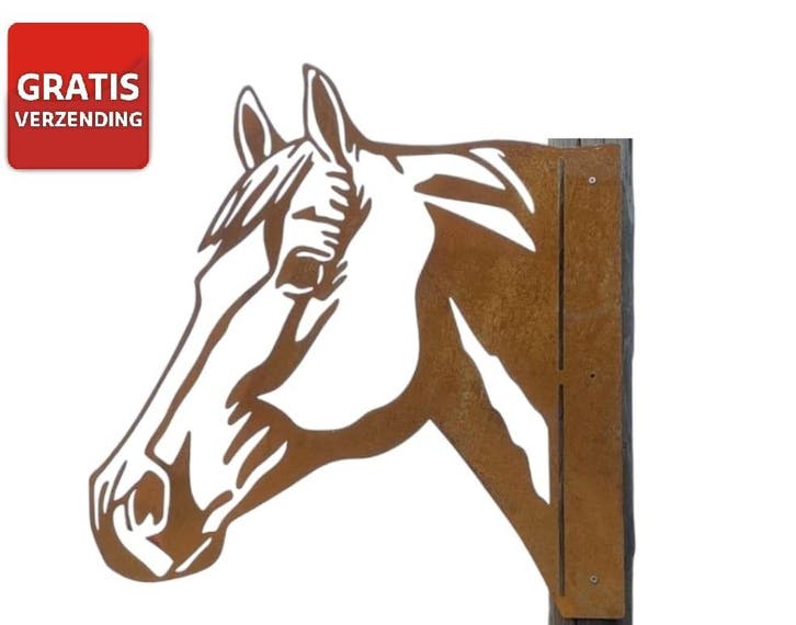 Tuindecoratie  Het paard 32.4cm x 32cm, Tuin en Terras, Tuinwanddecoratie, Verzenden