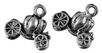 4 x Metalen bedeltjes van een pompoen koets 13 x 13 x 5mm..., Ophalen of Verzenden, Nieuw, Bedel