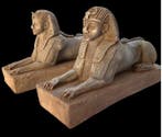 sculptuur, 2 Sfingi - 17 cm - Steen, Antiek en Kunst