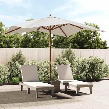 vidaXL Parasol met houten paal 300x300x273 cm zandkleurig, Verzenden, Nieuw, 3 tot 4 meter