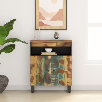 vidaXL Dressoir met 2 deuren 60x33x75 cm massief gerecycled, Verzenden, Nieuw, 50 tot 100 cm, 25 tot 50 cm