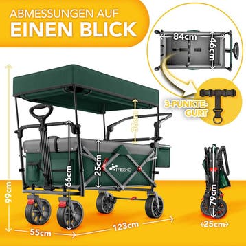 Bolderkar - Opvouwbaar - Bolderwagen - Groen - TRESKO®, Verzenden, Zo goed als nieuw