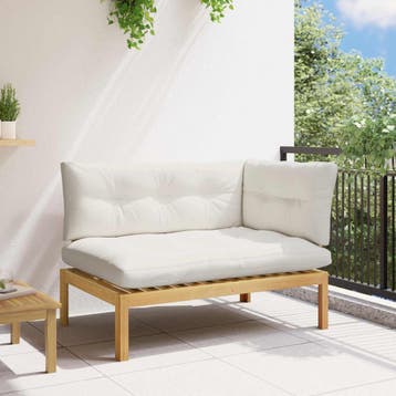 vidaXL Hoekstoffe Licht Acacia en Crème Wit Acaciahout, Verzenden, Nieuw