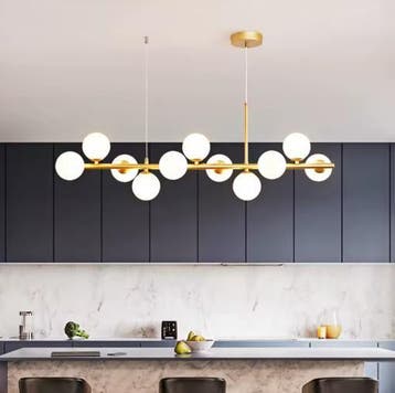 Moderne LED Hanglamp – Glas en Metaal Kroonluchter Eetkamer, Huis en Inrichting, Lampen | Hanglampen, Verzenden, Nieuw