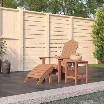 vidaXL Tuinstoel Adirondack met voetenbank en tafel HDPE, Tuin en Terras, Tuinstoelen, Verzenden, Nieuw
