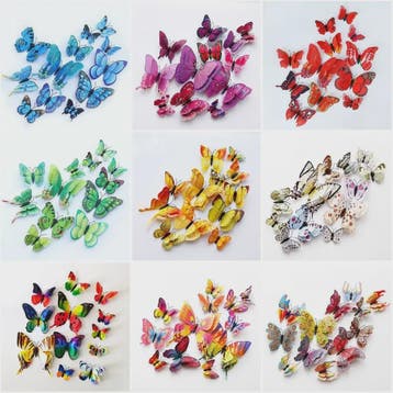 12x 3D Vlinder Stickers - Kleurrijke Decoratie voor Huis, Br, Verzenden, Nieuw in verpakking