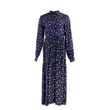 Livthelabel • zwarte maxi jurk met bloemen • XS, Kleding | Dames, Jurken, Verzenden, Zwart, Nieuw, LIVTHELABEL