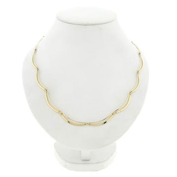 Gouden fantasieschakel collier; 14 karaat; 40–46,5 cm, Ophalen of Verzenden, Gebruikt, Goud, Goud