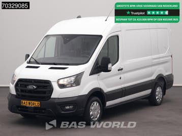Ford Transit 130pk L2H2 Airco Cruise Parkeersensoren v+a Eur, Stof, Gebruikt, Euro 6, Wit