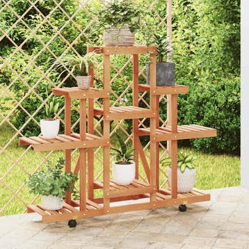 vidaXL Plantenstandaard met wielen 110x25x101 cm massief, Verzenden, Nieuw