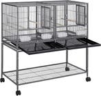 2dekans | Yaheetech Dubbele Vogelkooi - Met Wielen - Metaal, Dieren en Toebehoren, Vogels | Hokken en Kooien, Ophalen of Verzenden