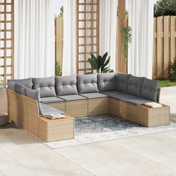 vidaXL Tuinbankenset 5 st 9-Aantal zitplaatsen Beige en, Verzenden, Nieuw, 5 zitplaatsen