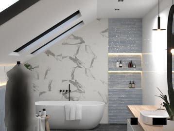 Wandtegel Rak Frammenti Kleinformaat Lichtblauw Glans 7,5x40, 40 tot 60 cm, Nieuw, 10 m² of meer, Wandtegels