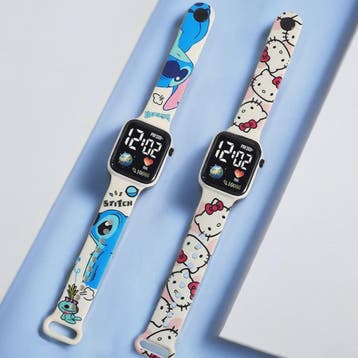 Vrolijk Stitch & Hello Kitty Kinderhorloge - Digitaal & Leuk, Verzenden, Nieuw