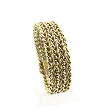 Brede gouden schakelarmband, Ophalen of Verzenden, Gebruikt, Goud, Goud