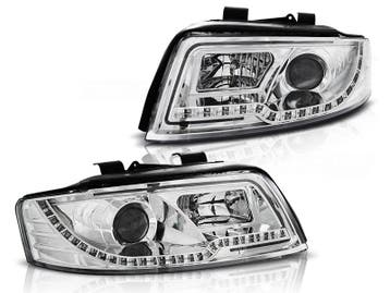 Koplampen Audi A4 8E 01-04 Tube Light LED Chroom, Ophalen of Verzenden, Nieuw