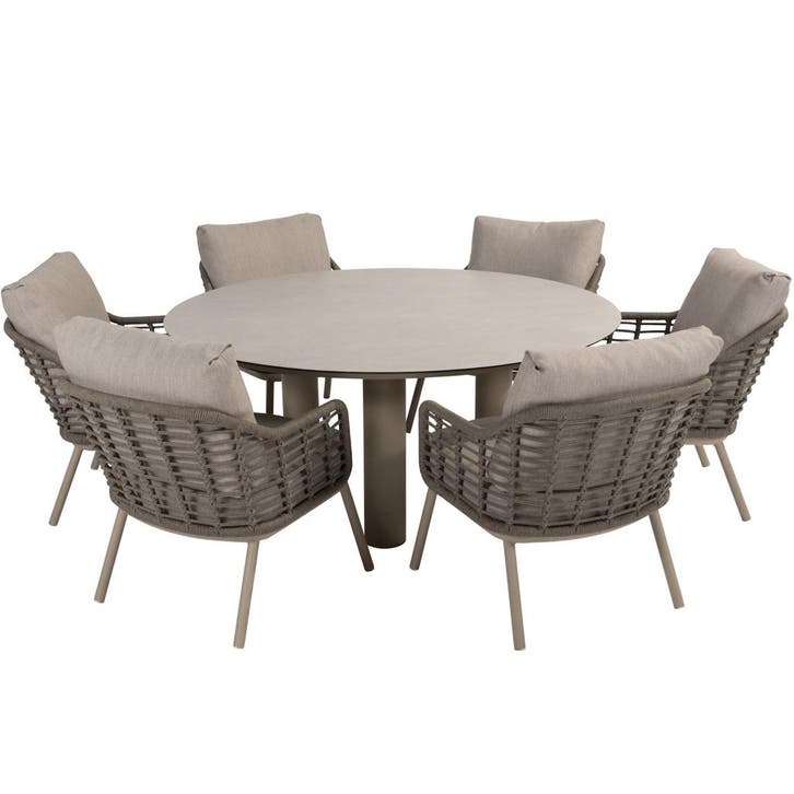 Puglia Donato low dining tuinset 160xH69 cm 7 delig, Tuin en Terras, Tuinsets en Loungesets, Nieuw, Ophalen of Verzenden