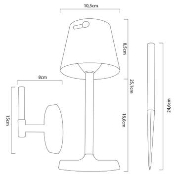 Solarlamp Porto 3 in 1 | Tafellamp, wandlamp, priklamp, Zonne-energie, Kunststof, Verzenden, Minder dan 50 watt