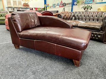 ((( Chesterfield Maarssen )))  Bruin Leren Daybed - Sofa !!, Ophalen, Gebruikt, Eenpersoons, Leer